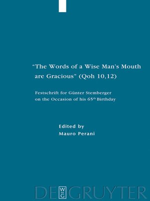 cover image of "The Words of a Wise Man's Mouth are Gracious" (Qoh 10,12)